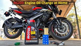 How To Change NS200 Engine Oil and Oil Filter At Home  Best Engine Oil For Bjaja Pulsar NS200 [upl. by Stewardson875]