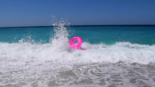 Huge Waves at Milos Beach  Lefkada Greece [upl. by Eliak]