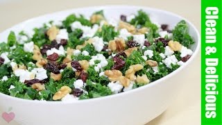 EASY KALE SALAD  with cranberries  walnuts [upl. by Enailil]