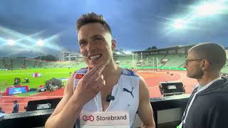 Karsten Warholm Breaks Down His 400mH Race After 2nd Place Finish to Alison Dos Santos in Oslo [upl. by Adnohsed]