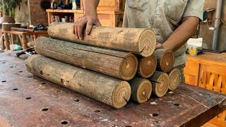 Talented Woodworker  Designs a Unique Table from Discarded Wooden Rounds of an Old House [upl. by Ylebmik]