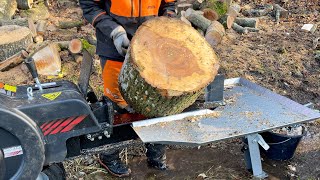 Esche spalten mit Jansen FS35 Speed Holzspalter Brennholz in Gitterboxen [upl. by Godderd]