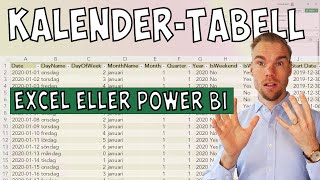 Excel  Den PERFEKTA kalendertabellen i Excel eller Power BI [upl. by Britteny]