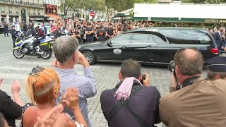 Hearse carrying late French actor Belmondo departs after ceremony  AFP [upl. by Ume176]