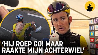 Tiesj Benoot zucht na zware val Wout van Aert quotHij riep GO maar raakte mijn achterwielquot [upl. by Monjo]