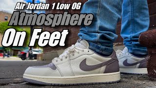 JORDAN 1 LOW OG ATMOSPHERE GREY REVIEW ON FOOT WATCH IT BEFORE YOU GET IT [upl. by Lancaster73]