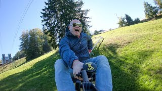 Mountain coaster in Austria 🇦🇹 Sommerrodelbahn GrünbergFlitzer Gmunden Austria [upl. by Irb733]