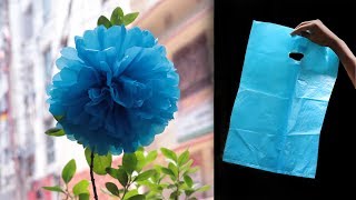 how to make flower from shopping bags [upl. by Kalinda]