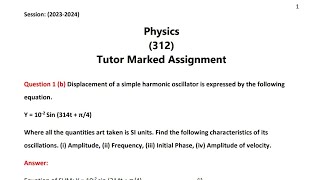 Nios Class 12th Physics 312 Solved TMA Solution Session October 2024 [upl. by Analla]