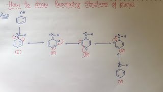 How to draw resonating structures of Phenol [upl. by Yorgen]