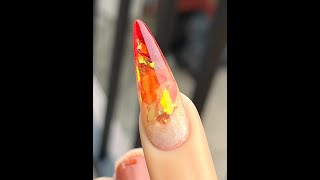 Beginner Gel Nail Tutorial  Fall Fire Dimensional Nail Art [upl. by Lareena902]