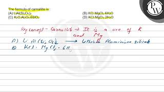 The formula of carnallite is  A \ \mathrmLiAl\left\mathrmSi [upl. by Kingston]