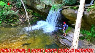 Trout Fishing a Secret North Georgia Waterfall [upl. by Holmann498]