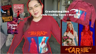 Crochet a Carrie Sweater With Me  Stephen King Reading Vlog [upl. by Eniger582]