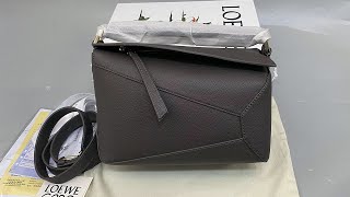 Loewe small soft grain calf leather puzzle hand bag review [upl. by Bernt436]