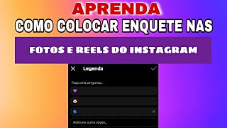 COMO COLOCAR ENQUETE NOS COMENTÁRIOS DE FOTOS DO INSTAGRAM  COMO COLOCAR ENQUETE NO REELS INSTAGRAM [upl. by Anual]