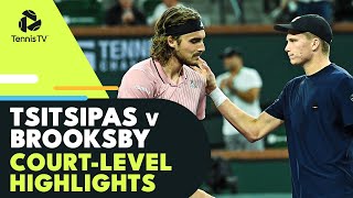 Jenson Brooksby vs Stefanos Tsitsipas CourtLevel Highlights  Indian Wells 2022 [upl. by Ennobe928]