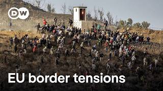 Increased migrant influx causes tensions at the EUMoroccan border in Ceuta  DW News [upl. by Arty]