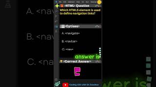 HTML Coding 101 Q29 Which HTML5 element is used to define navigation links html css shorts [upl. by Llertnad130]