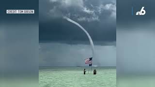 Huge Waterspout Caught on Video at Beach in Islamorada Florida [upl. by Salome]