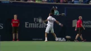 Amazing point amp wild celebration from Stepanek v Djokovic at 2016 Rogers Cup [upl. by Kurr]