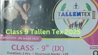 tallentex 2025 class 9  question paper  Allens talent encouragement exam 2025  8 October 2025 [upl. by Eiramnerual762]