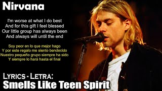 Nirvana  Smells Like Teen Spirit Lyrics EnglishSpanish InglésEspañol [upl. by Gibeon]