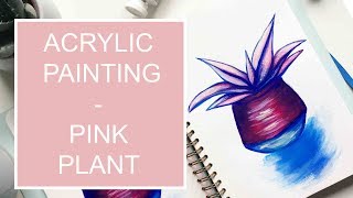 acrylic painting  pink plant  Mossery sketchbook [upl. by Notelrac]