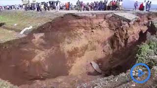 A section of the Mai MahiuNarok road washed away by raging floods [upl. by Acinad139]