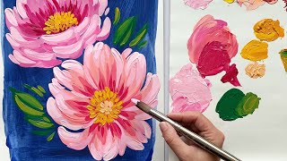 Painting Peonies In Acrylic [upl. by Peh]