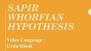 Sapir Whorf Hypothesis  Linguistic Relativity Hypothesis  Whorfian Hypothesis  Sociolinguistics [upl. by Haimehen932]