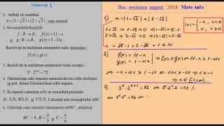 Bacalaureat Matematica Sesiunea August 2018 Mate Info [upl. by Ogirdor]