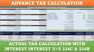 Advance Tax and Actual Tax Calculation with Interest us 234C and us 234B [upl. by Shae]