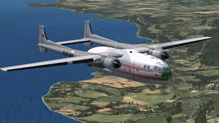 Landing the Nord Noratlas 25 01 at Kristiansand Airport in FSX [upl. by Aikkan]