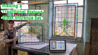 Making A Traditional Art Nouveau Stained Glass Entrance Set [upl. by Hallerson]