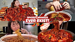 MUKBANGERS EATING TOO MUCH EXTREMELY SPICY NOODLES 🌶️🔥🥵🥵🥵 [upl. by Aryad427]