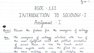 BSOC 131 solved handwritten assignment 20232024  BSOC 131 Solved assignment In english 20232024 [upl. by Adnuhsar412]