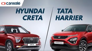 Hyundai Creta vs Tata Harrier  Performance Space Features and Price  Buying Guide By CarWale [upl. by Benetta]