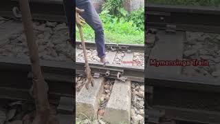 Tightening of railway fishplate nut bolt line Bangladesh development local railway repair [upl. by Sirej900]