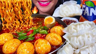 ASMR SOUPY FIRE NOODLES SOFT BOILED EGGS CHICKEN DUMPLING MUKBANG MASSIVE Eating Sounds [upl. by Nilya]