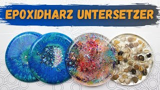 DIY Epoxidharz Untersetzer  mit Glitzer Muscheln Mica Pulver [upl. by Rainer101]