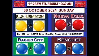 STL 1ST Draw 1030AM Result La Union Nueva Ecija Baguio Benguet 06 October 2024 SUNDAY [upl. by Nalo]