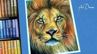 Very Easy How to Draw a Lion Face with Oil Pastel Step by Step  for Beginners [upl. by Leventis]