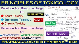 Principles of Toxicology  Acute  Sub acute amp Chronic Toxicity I Genotoxicity  pharmacology  U5 [upl. by Denice]