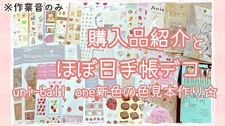 100均、文具屋さん購入品紹介とほぼ日手帳デコ苺の新商品に、uniball one新色の色見本作り☆ [upl. by Siramaj]