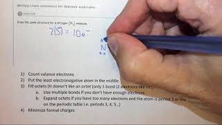 91e Writing Lewis structures for diatomic molecules [upl. by Hgielsa23]