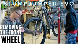 Specialized Stumpjumper Evo Comp Alloy Removing The Front Wheel [upl. by Azeret]