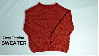 Easy Raglan Crochet Sweater  Beginner Friendly Top Down Crochet Sweater Tutorial [upl. by Hatch]