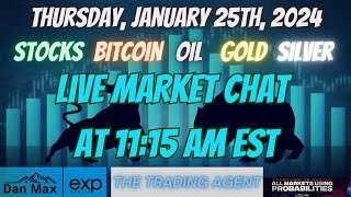 Live Market Chat for Thursday January 25th 2024 for Stocks Oil Bitcoin Gold and Silver [upl. by Wittenburg]