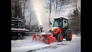 Kioti 66quot Front Mount Snowblower  CK3510SE HST Cab Tractor Demonstration [upl. by Xavier]